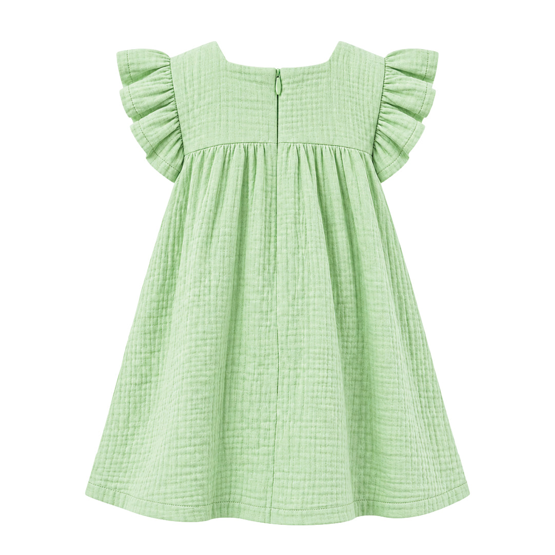 Sage Breeze Frock | Embroidered Muslin Cotton