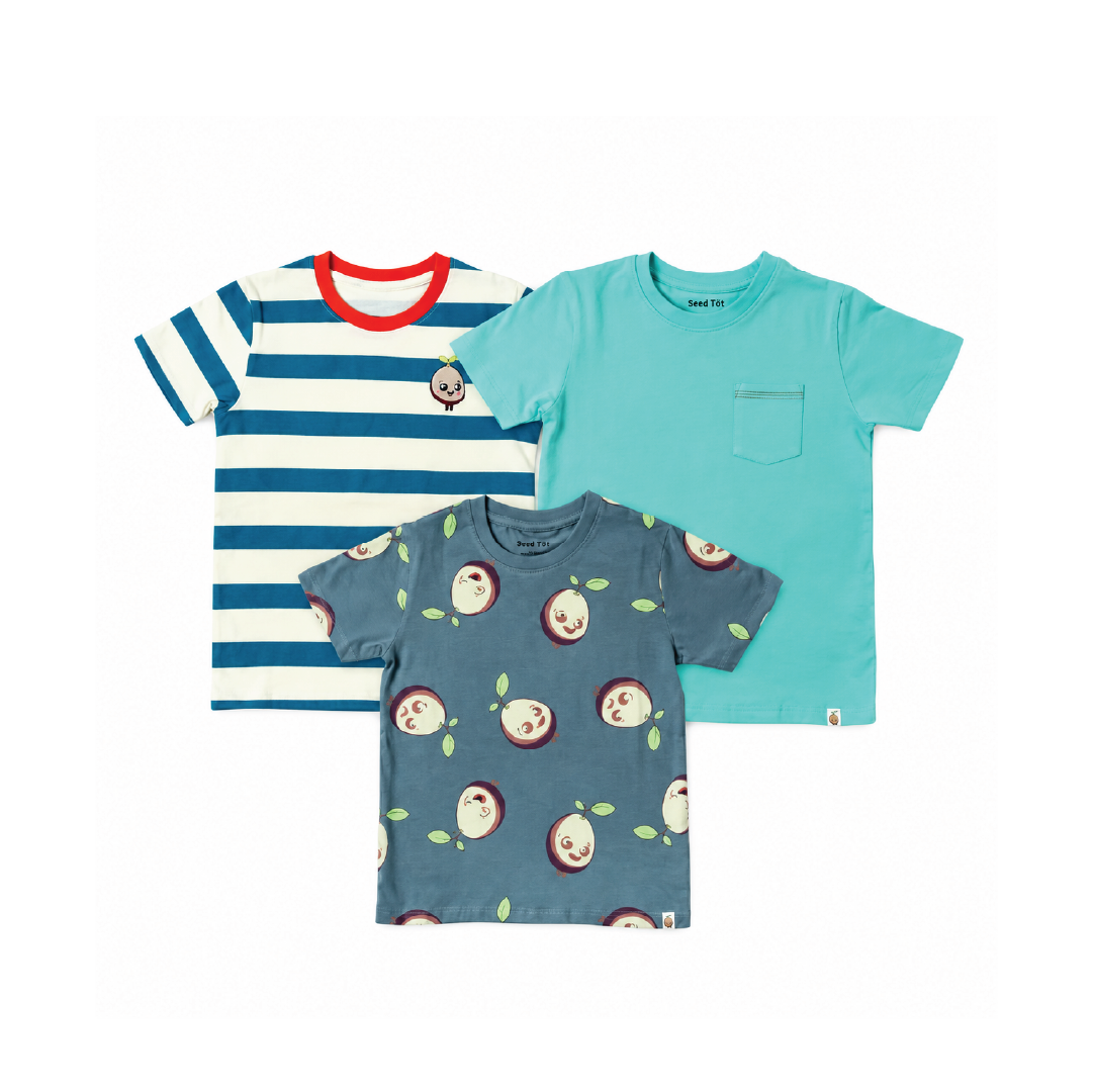 AOP Grey, Plain Mint and Stripes - Girls