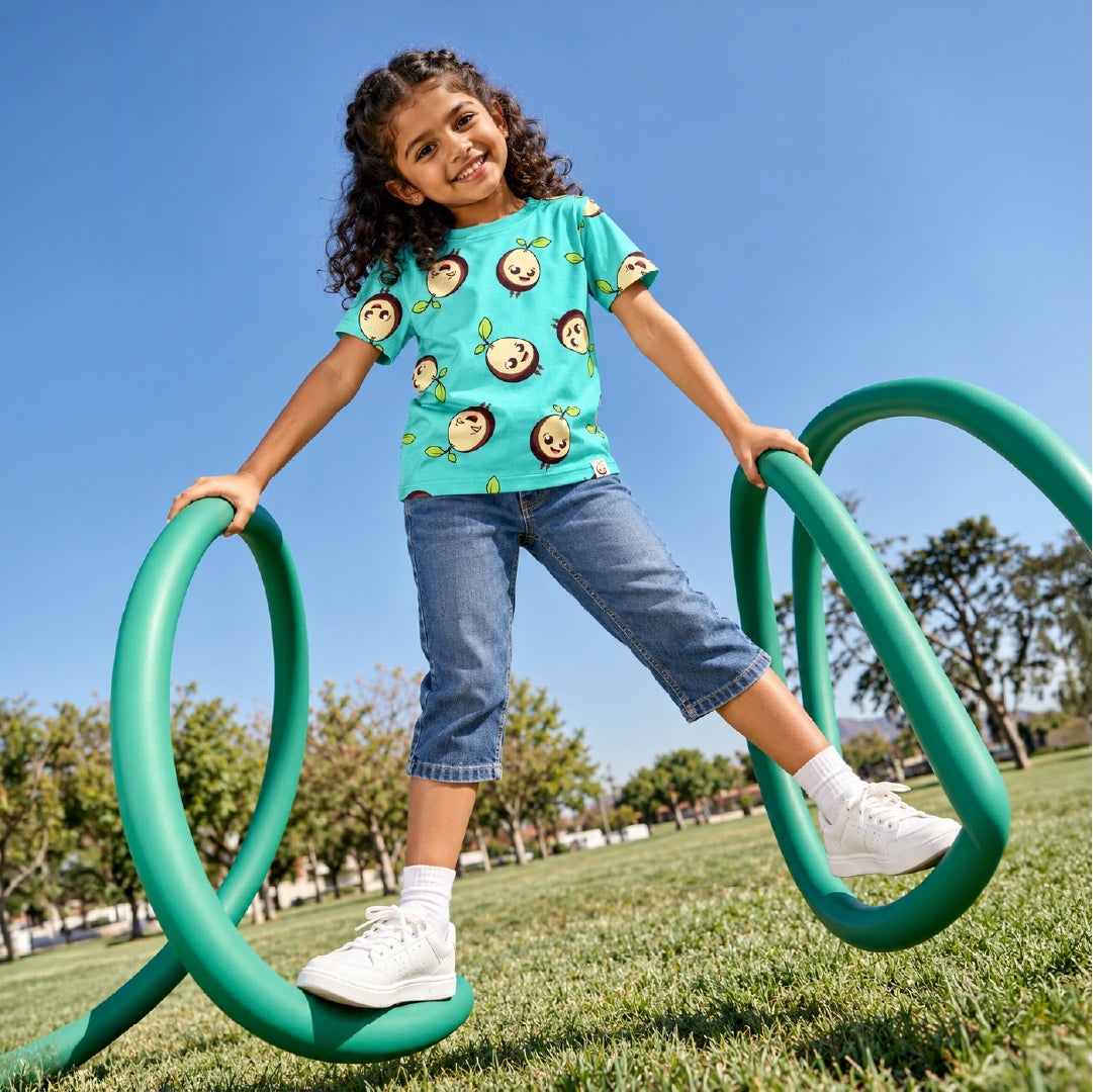 Ocean Doodle Printed Cotton Girls' T-Shirt