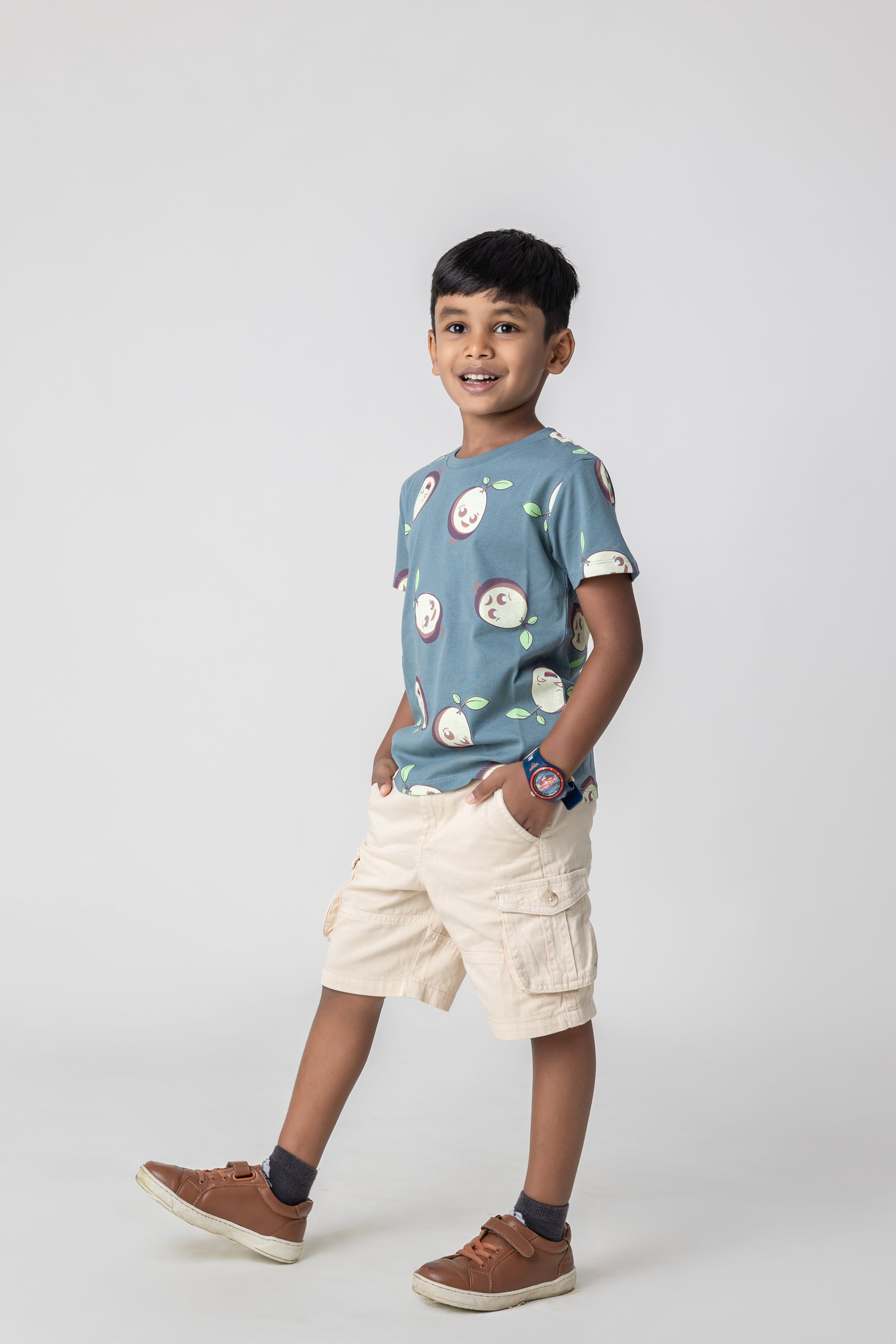 SeedTot - Brand logo t-shirts for kids, grey round neck half sleeve SeedTot logo tee in premium sustainable cotton