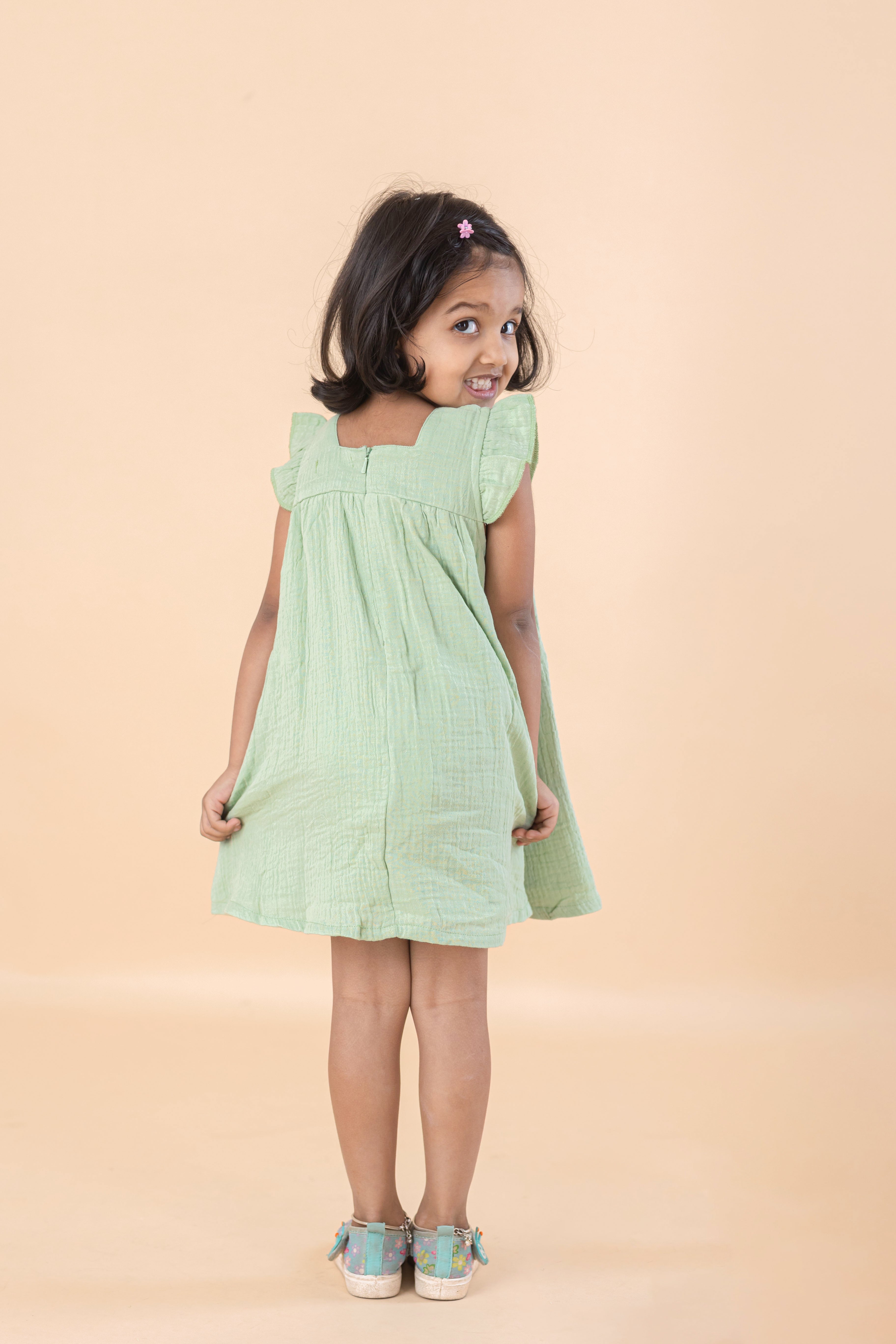 Sage Breeze Muslin Frock