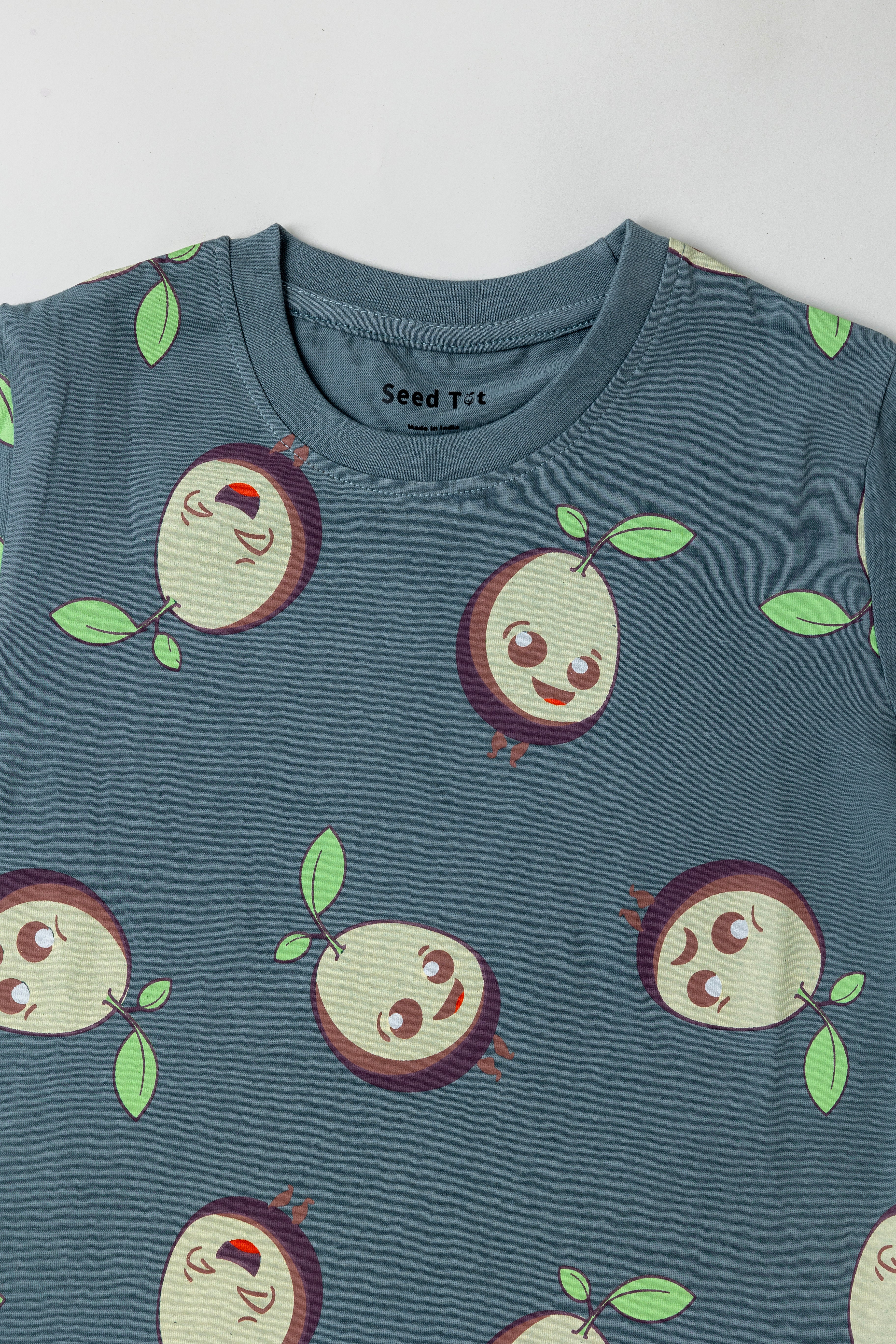 SeedTot - Grey colour t-shirt for girls, round neck half sleeves, breathable sustainable kidswear India