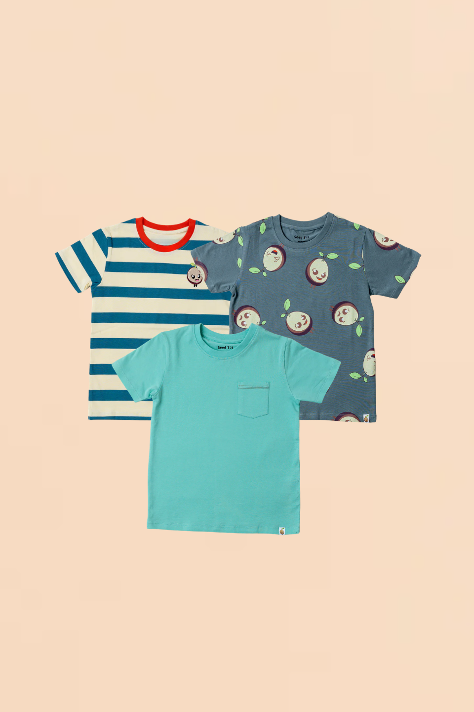 AOP Grey, Plain Mint and Stripes - Boys