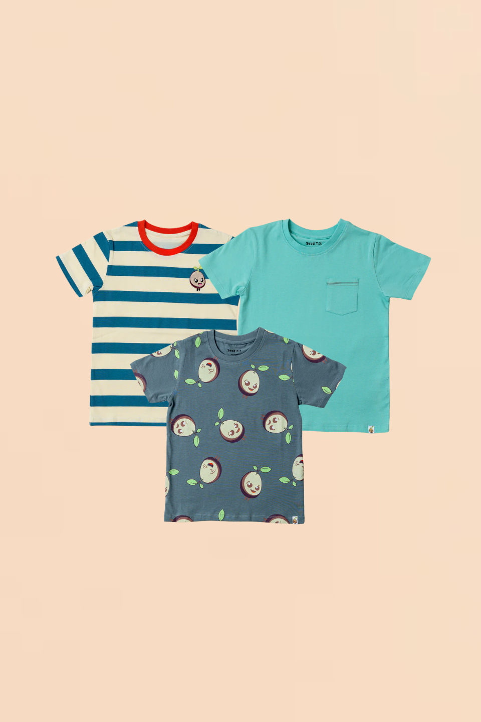 AOP Grey, Plain Mint and Stripes - Girls