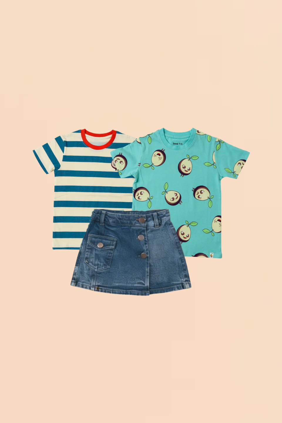 AOP mint, Stripes and denim - Girls