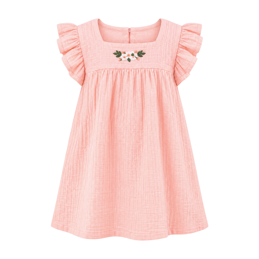 Blush Breeze Frock | Embroidered Muslin Cotton
