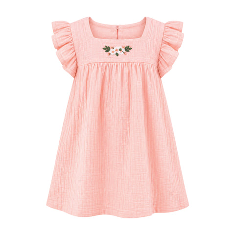 Blush Breeze Frock | Embroidered Muslin Cotton