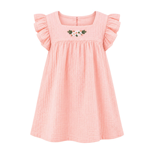 Blush Breeze Frock | Embroidered Muslin Cotton