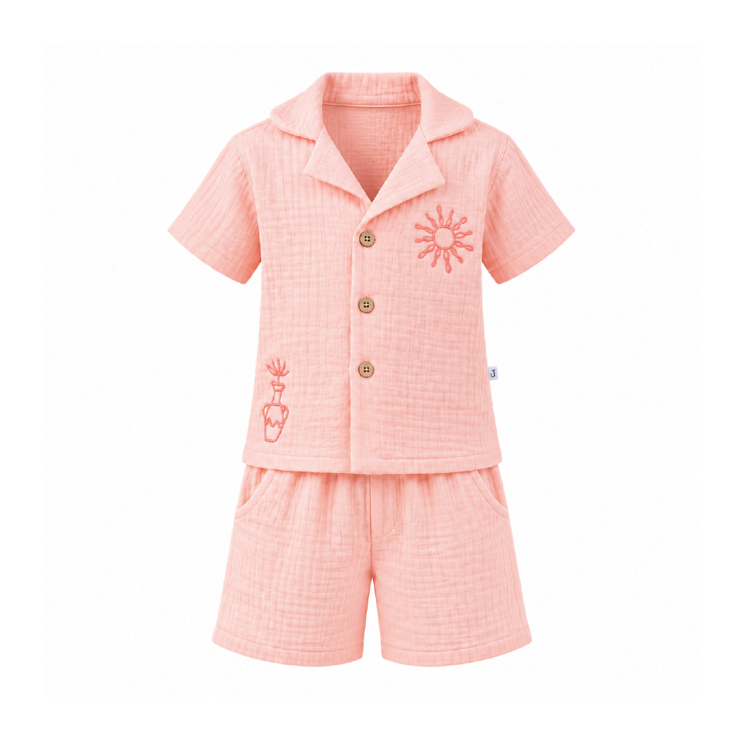 Blush breeze muslin Co-ord set