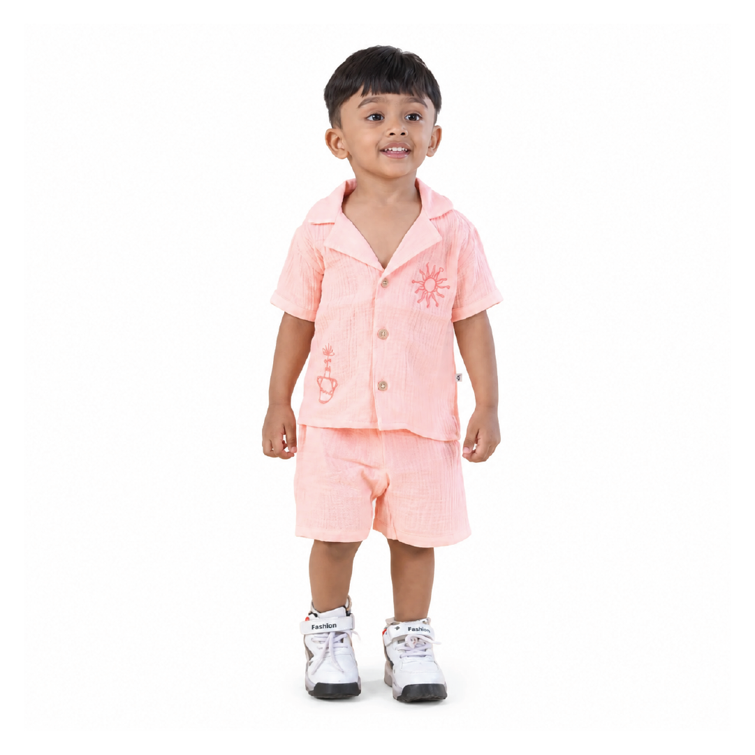 Blush breeze muslin Co-ord set