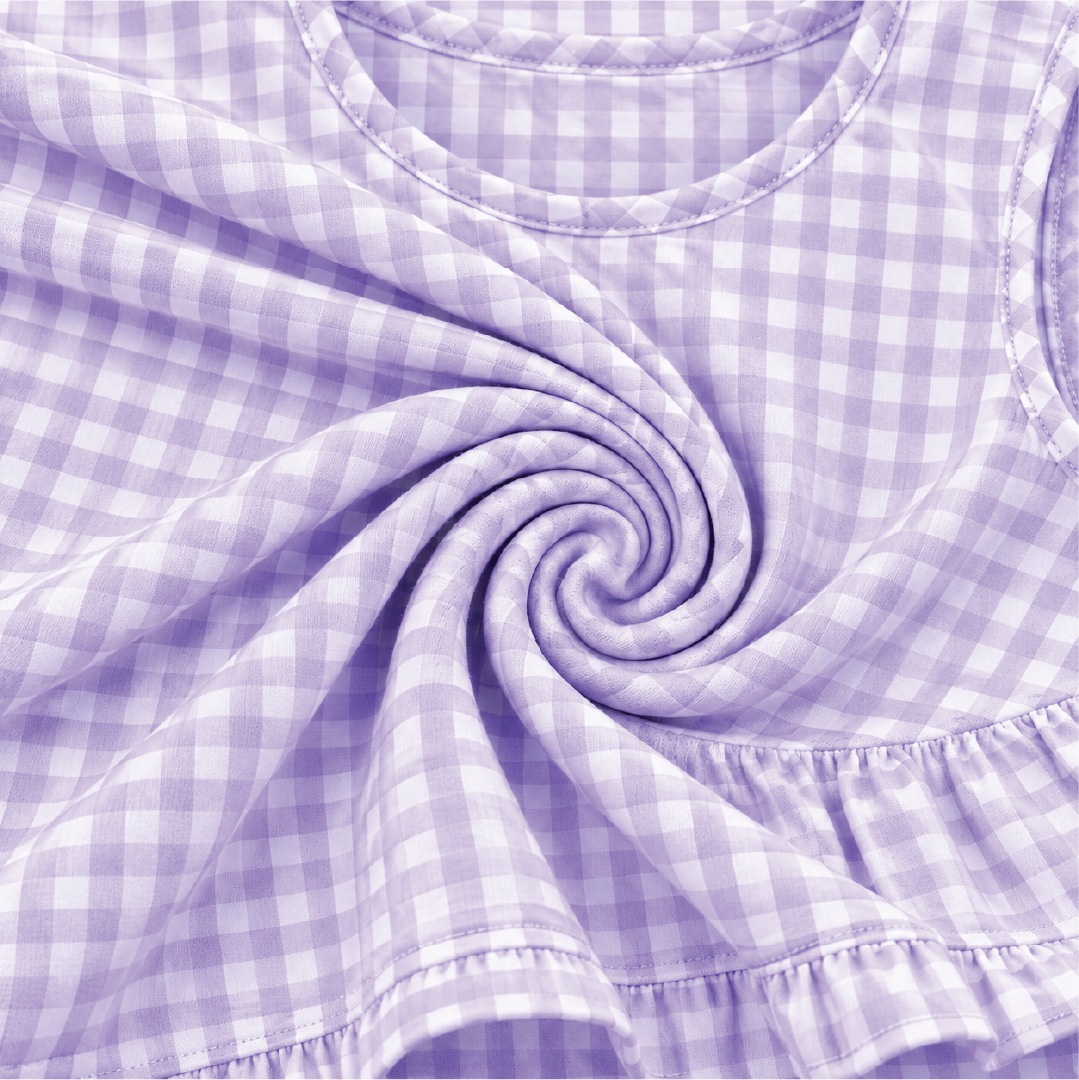 Lavender Gingham Ruffle Top