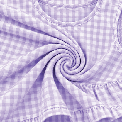 Lavender Gingham Ruffle Top