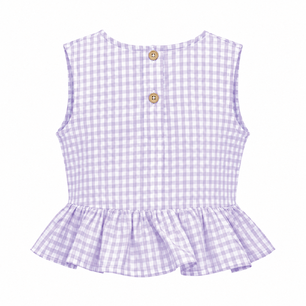 Lavender Gingham Ruffle Top