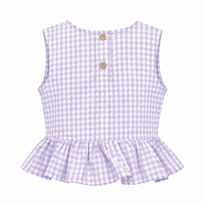 Lavender Gingham Ruffle Top