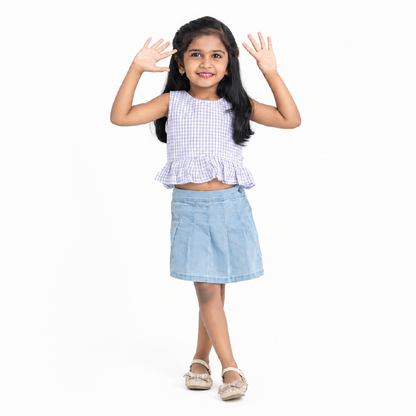 Lavender Gingham Ruffle Top
