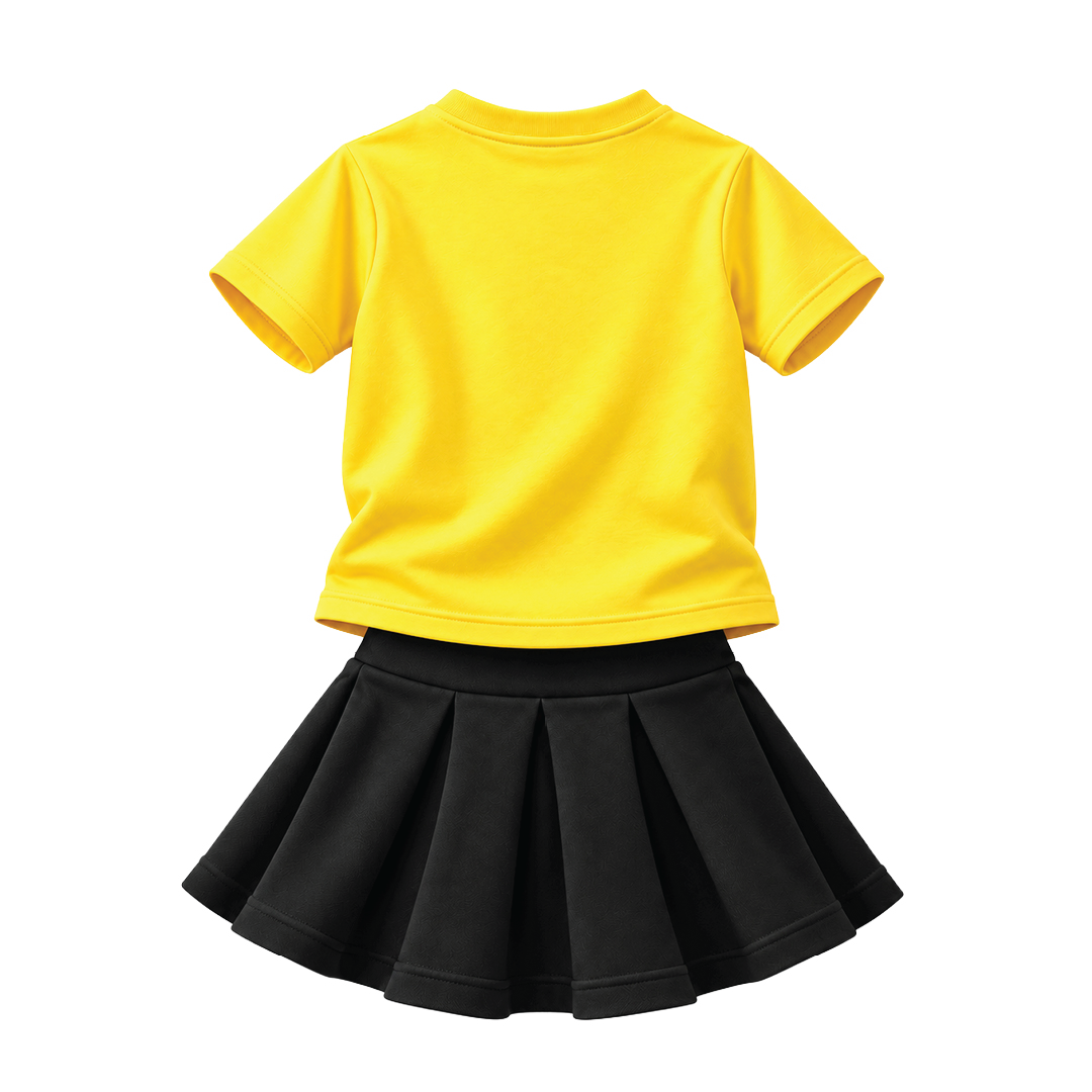 Tangy Lemon Girls' Co-ord Set | Printed Cotton T-Shirt & Skirt