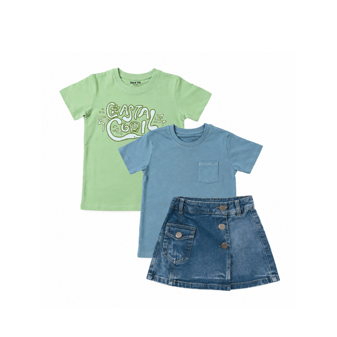 Coastal Cool, Plain grey and denim - Girls
