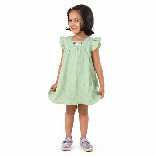 Sage Breeze Muslin Frock
