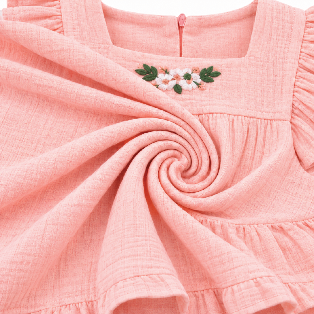 Blush Breeze Frock | Embroidered Muslin Cotton