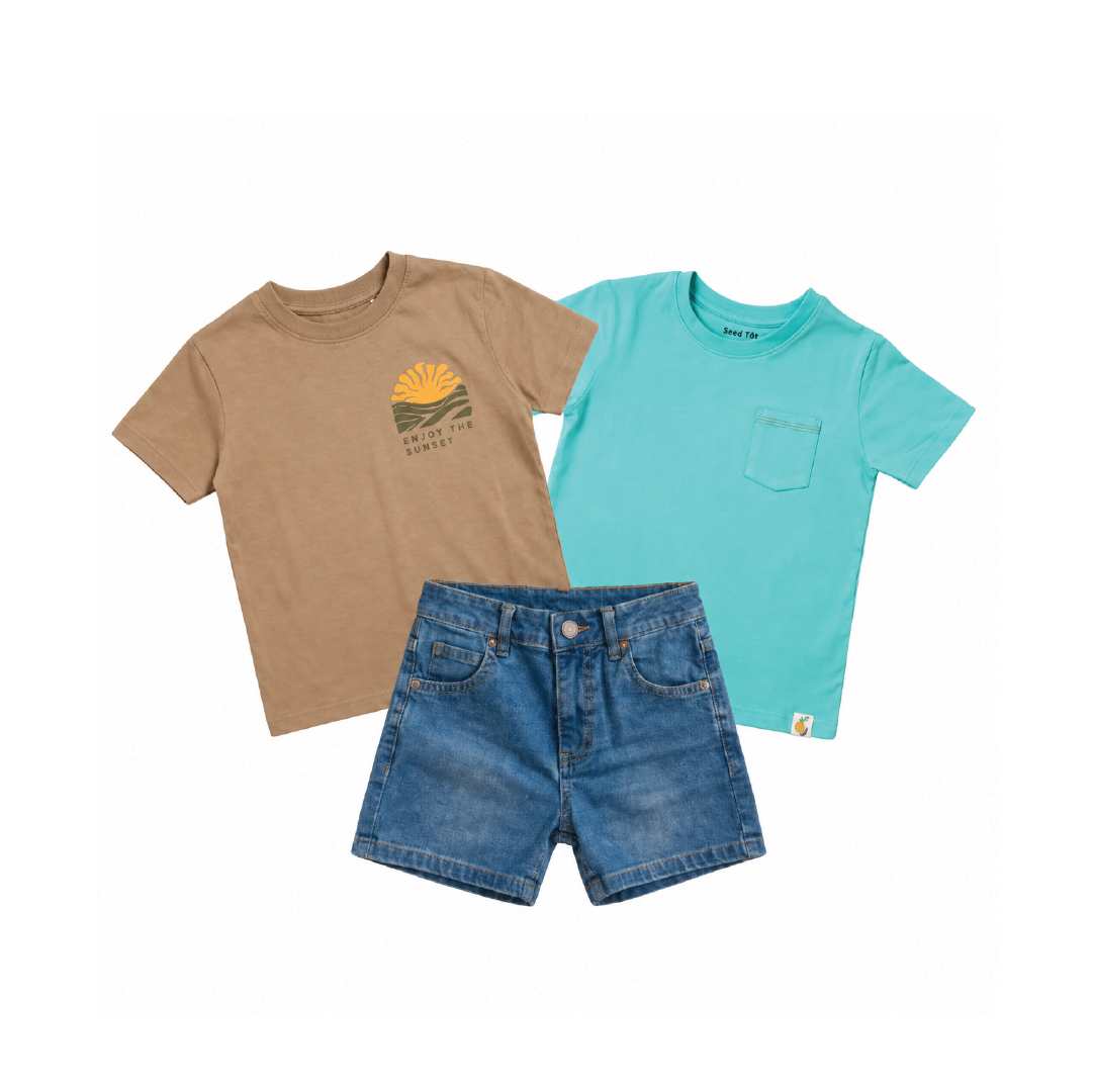 Dusk & dawn, Plain mint and denim - boys