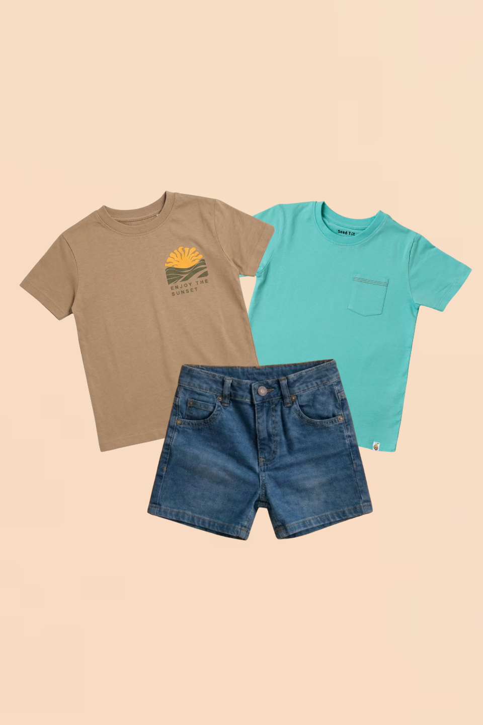Dusk & dawn, Plain mint and denim - boys