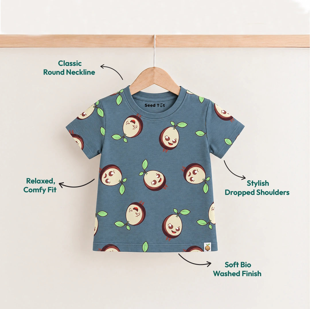 Blue Doodle Printed Cotton Boys' T-Shirt