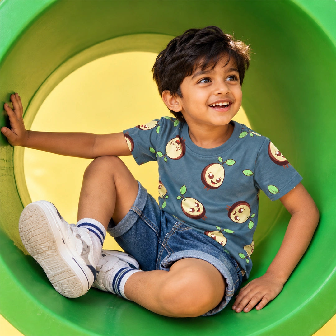Blue Doodle Printed Cotton Boys' T-Shirt