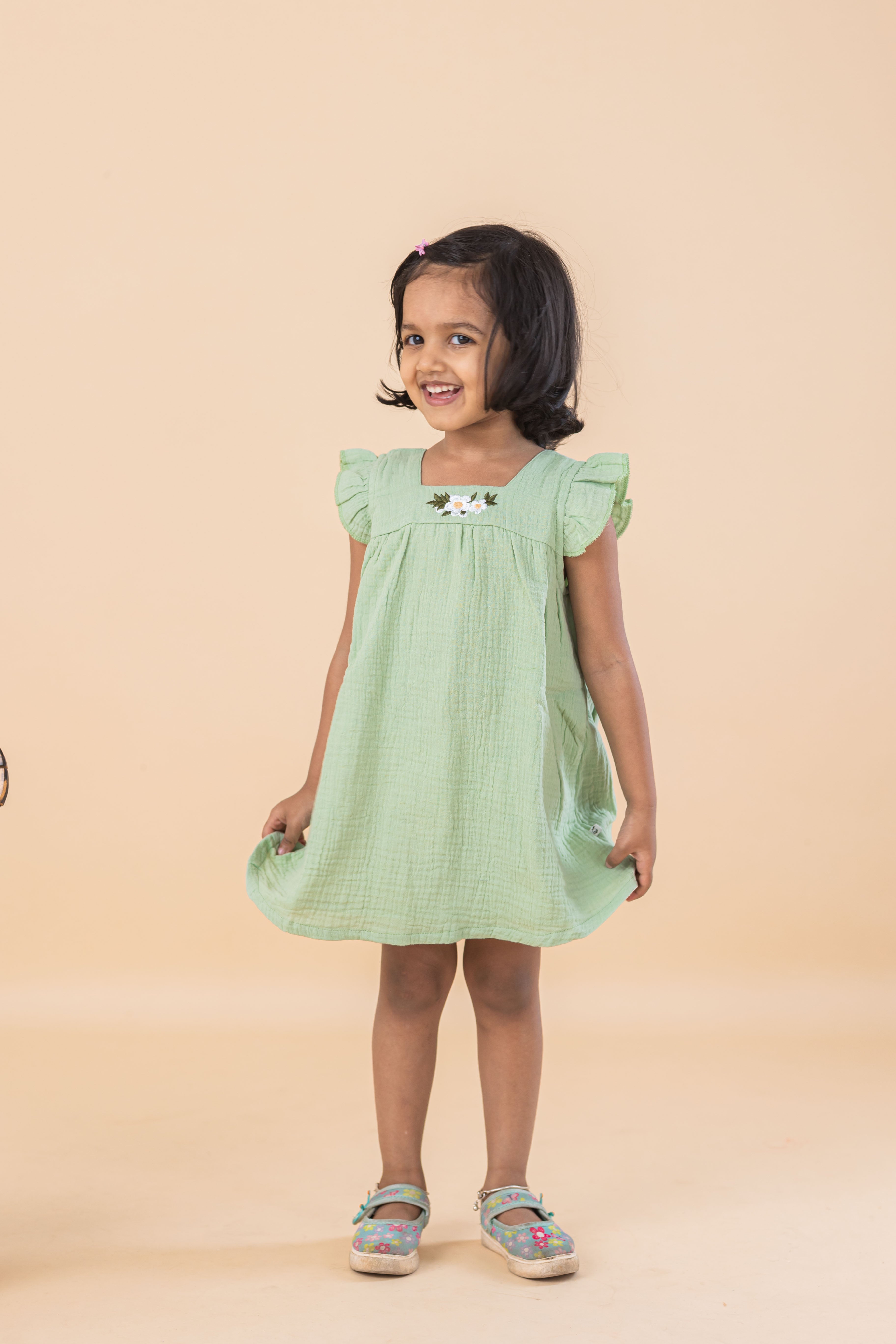 Sage Breeze Muslin Frock