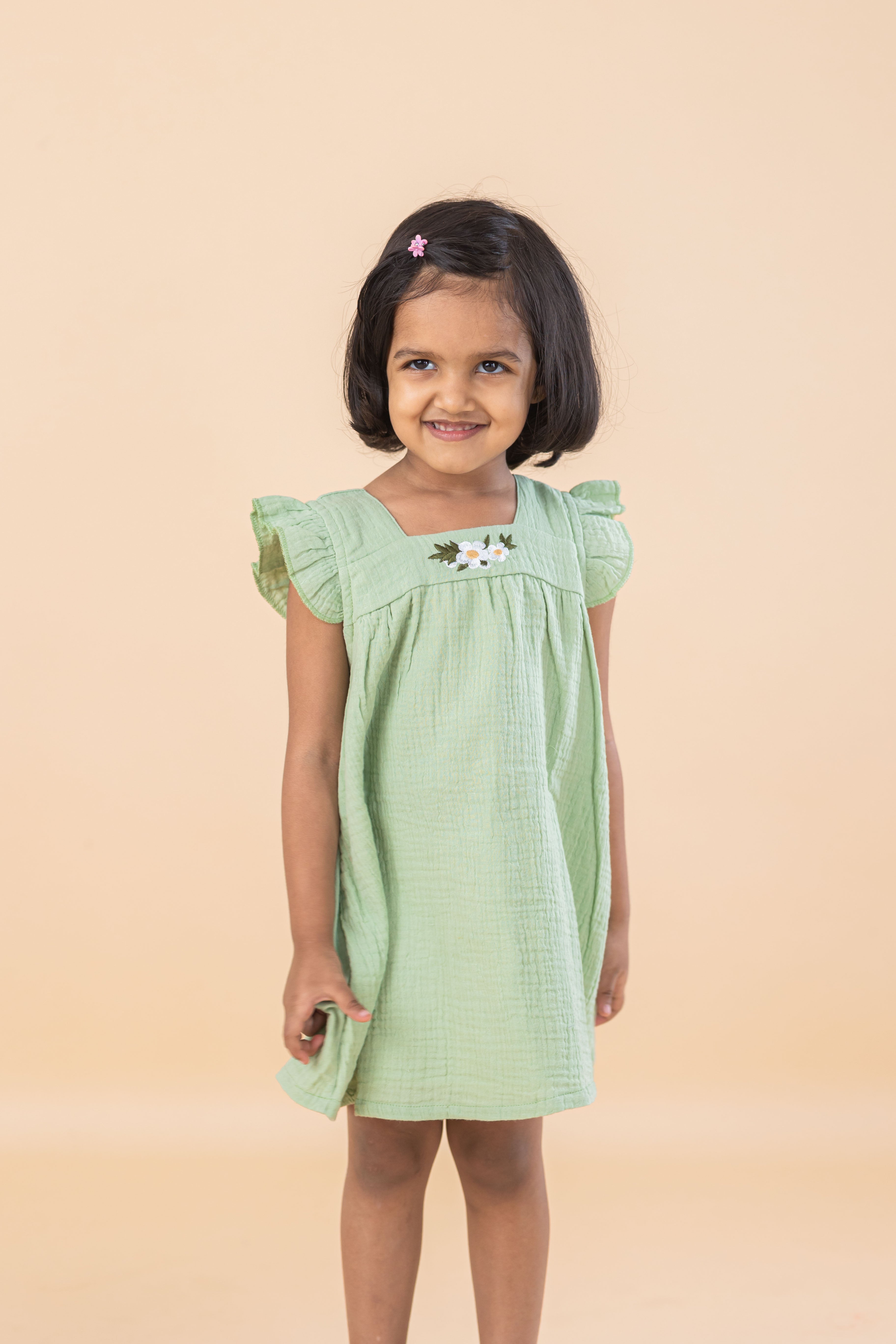 Sage Breeze Muslin Frock