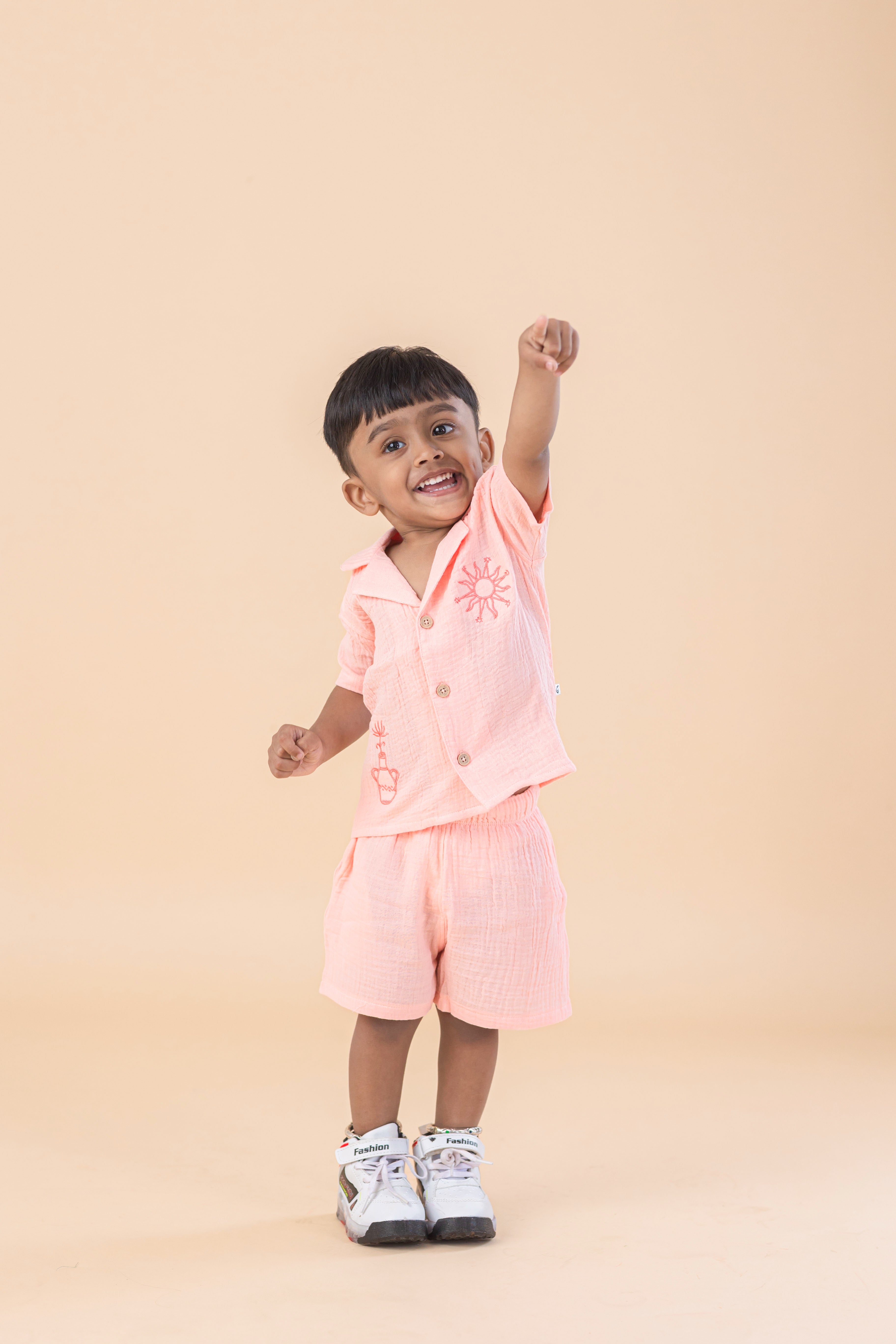 Blush breeze muslin Co-ord set