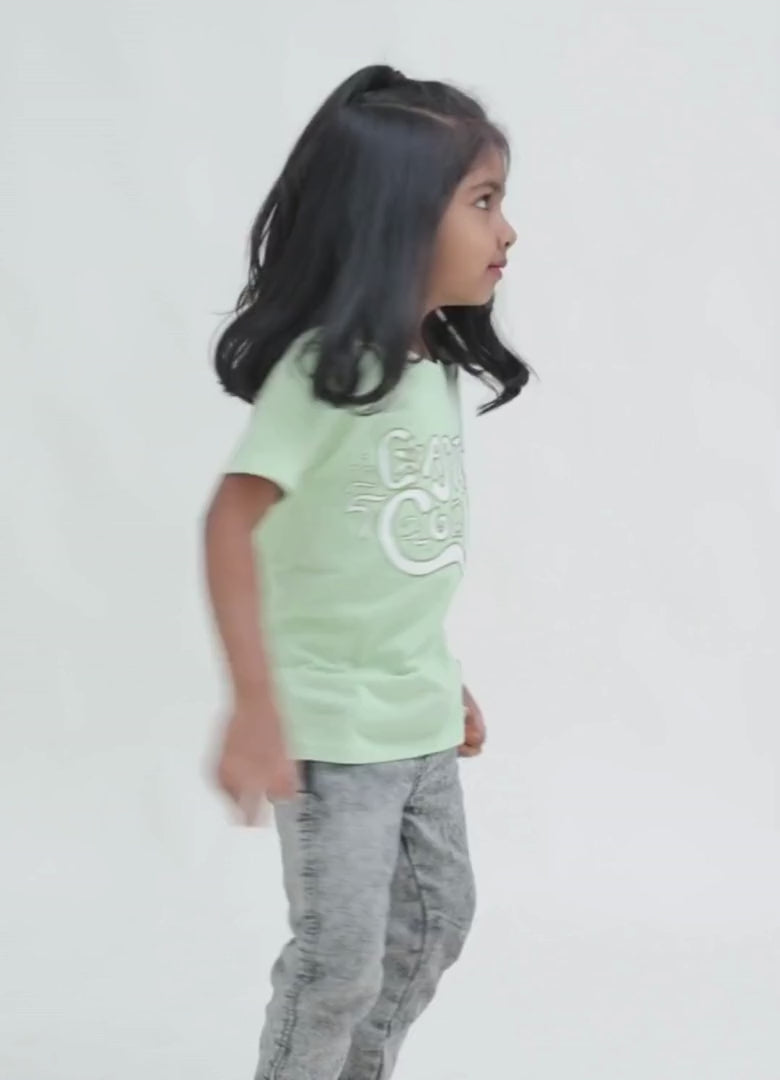 Seedtot - Light Green t-shirts, breathable premium cotton round neck half sleeves kids tee for girls